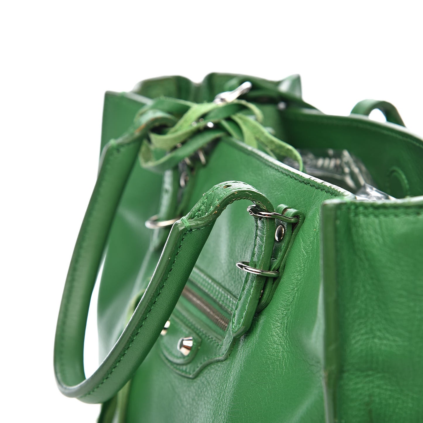 Veau Papier A6 Zip Around Tote Vert Trefle