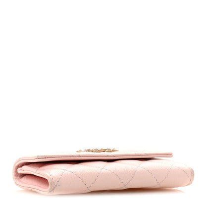 Chanel Caviar Quilted Crystal CC Flap Card Holder Pink 4 of 12