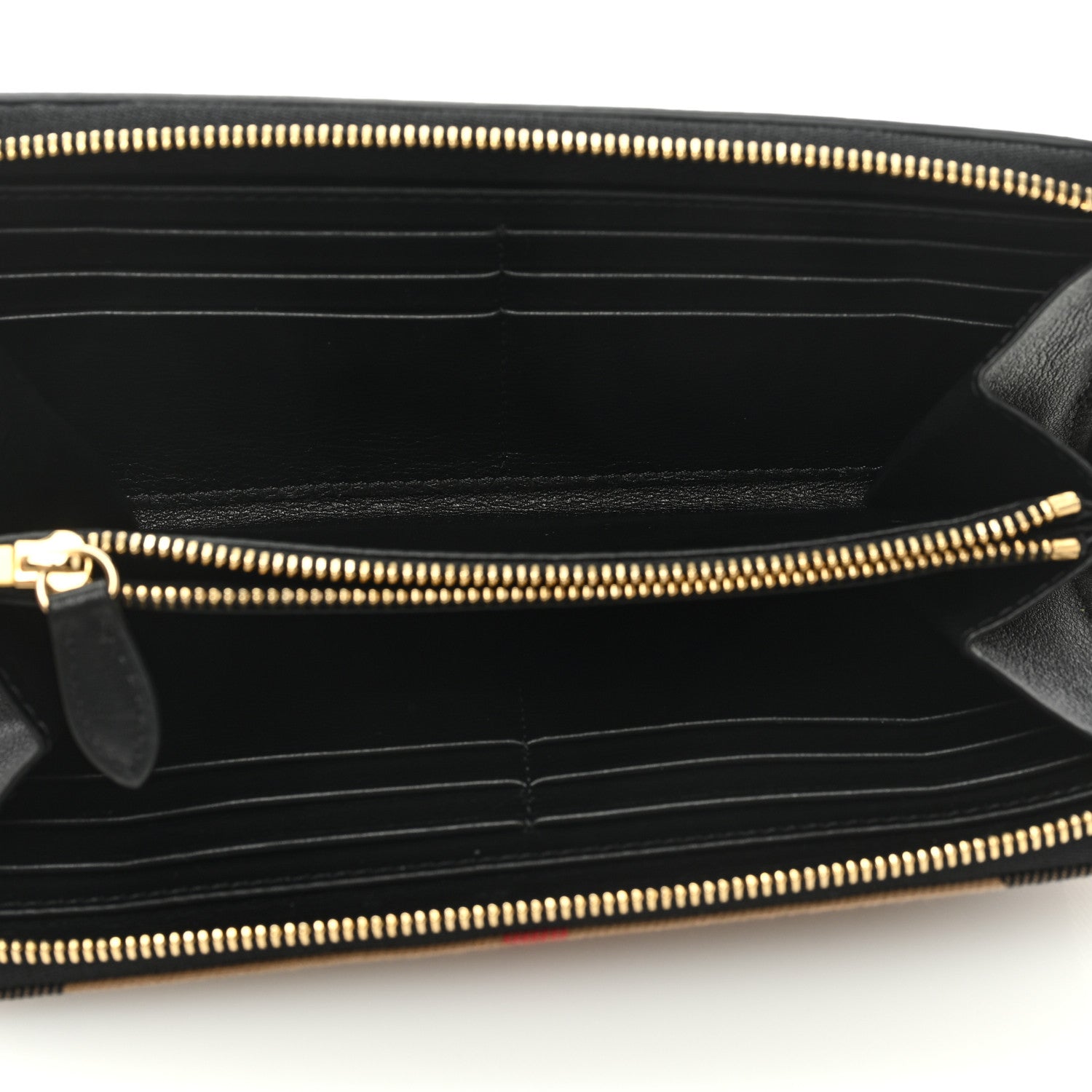 Burberry Calfskin Haymarket Check Elmore Zip Around Wallet Black 5 of 6