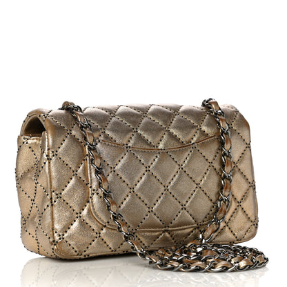 Chanel Metallic Lambskin Quilted Side Stitch Mini Rectangular Flap Gold 2 of 14