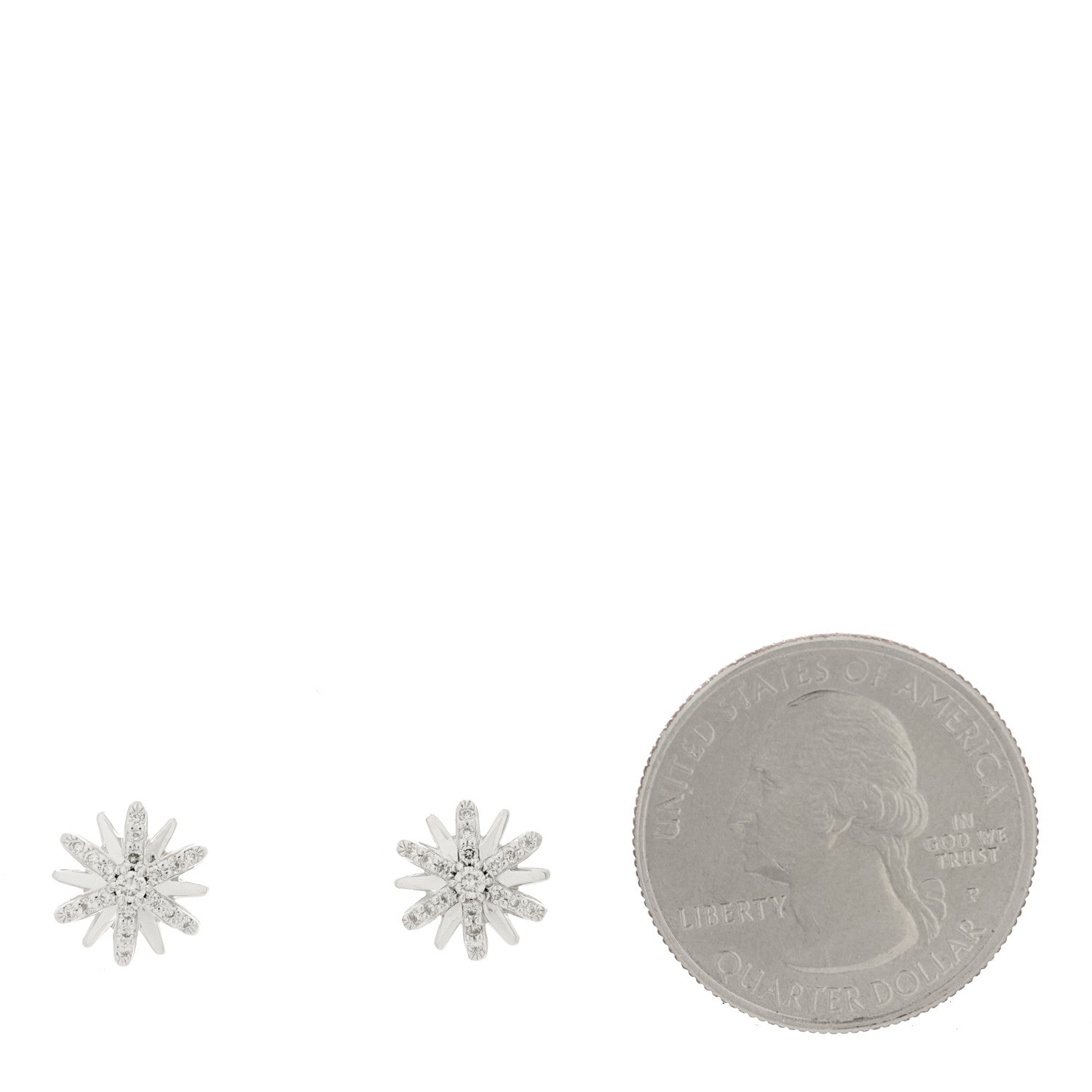 David Yurman Sterling Silver Diamond 10mm Petite Starburst Earrings 2 of 4