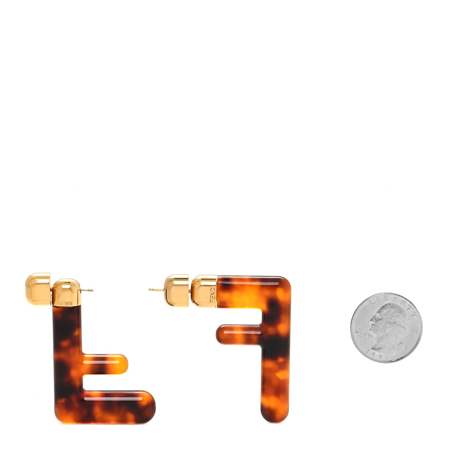 Fendi Plexiglass F Earrings Brown 2 of 5