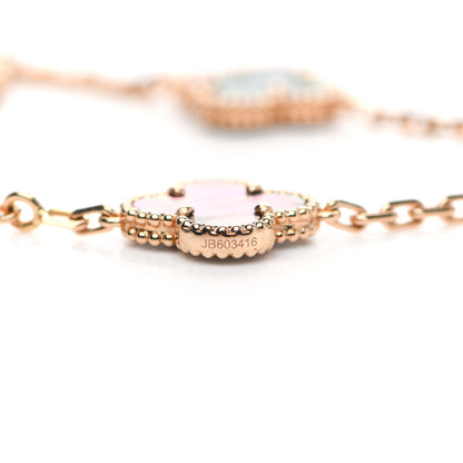 Van Cleef & Arpels 18K Rose Gold Gray Mother of Pearl 5 Motifs Vintage Alhambra Bracelet 5 of 7
