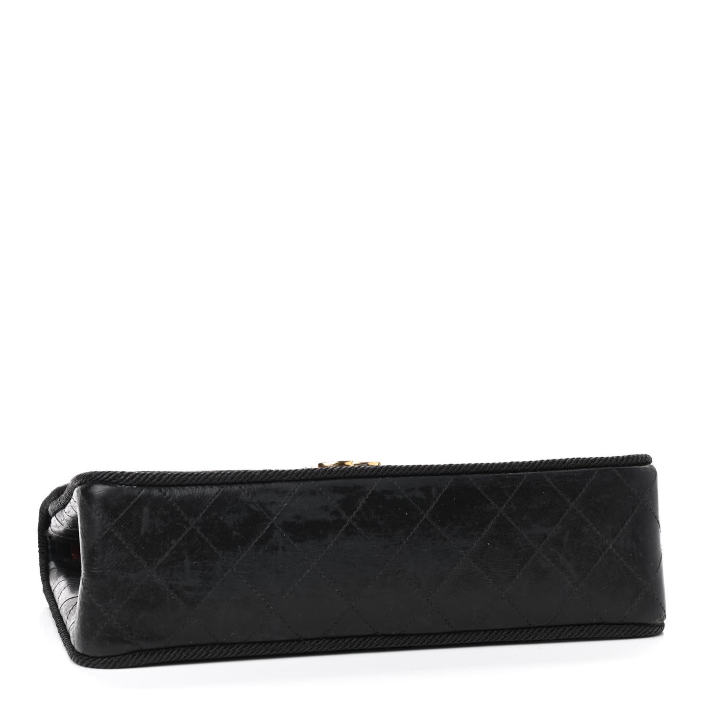 Lambskin Scallop Quilted Single Flap Black