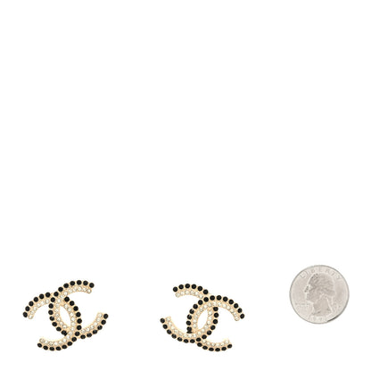 Chanel Crystal CC Earrings Black Gold 2 of 4