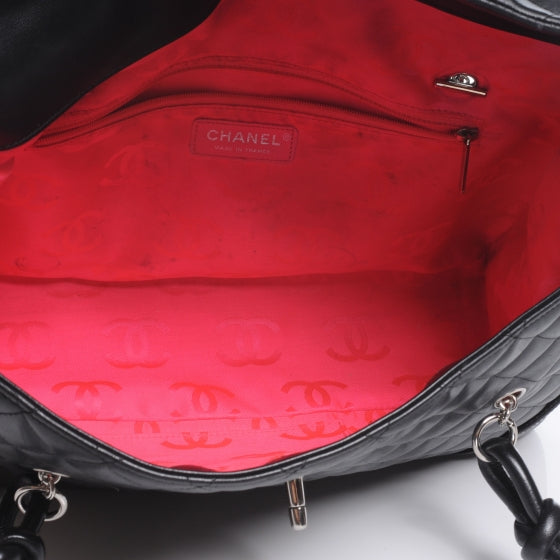 Calfskin Quilted Large Cambon Flap Black