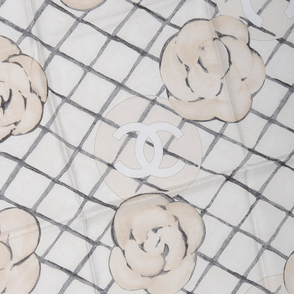 Chanel Silk CC Logo Camellia Scarf White 1 of 5