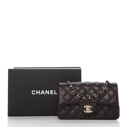 Chanel Lambskin Quilted Mini Rectangular Flap Dark Brown 11 of 11