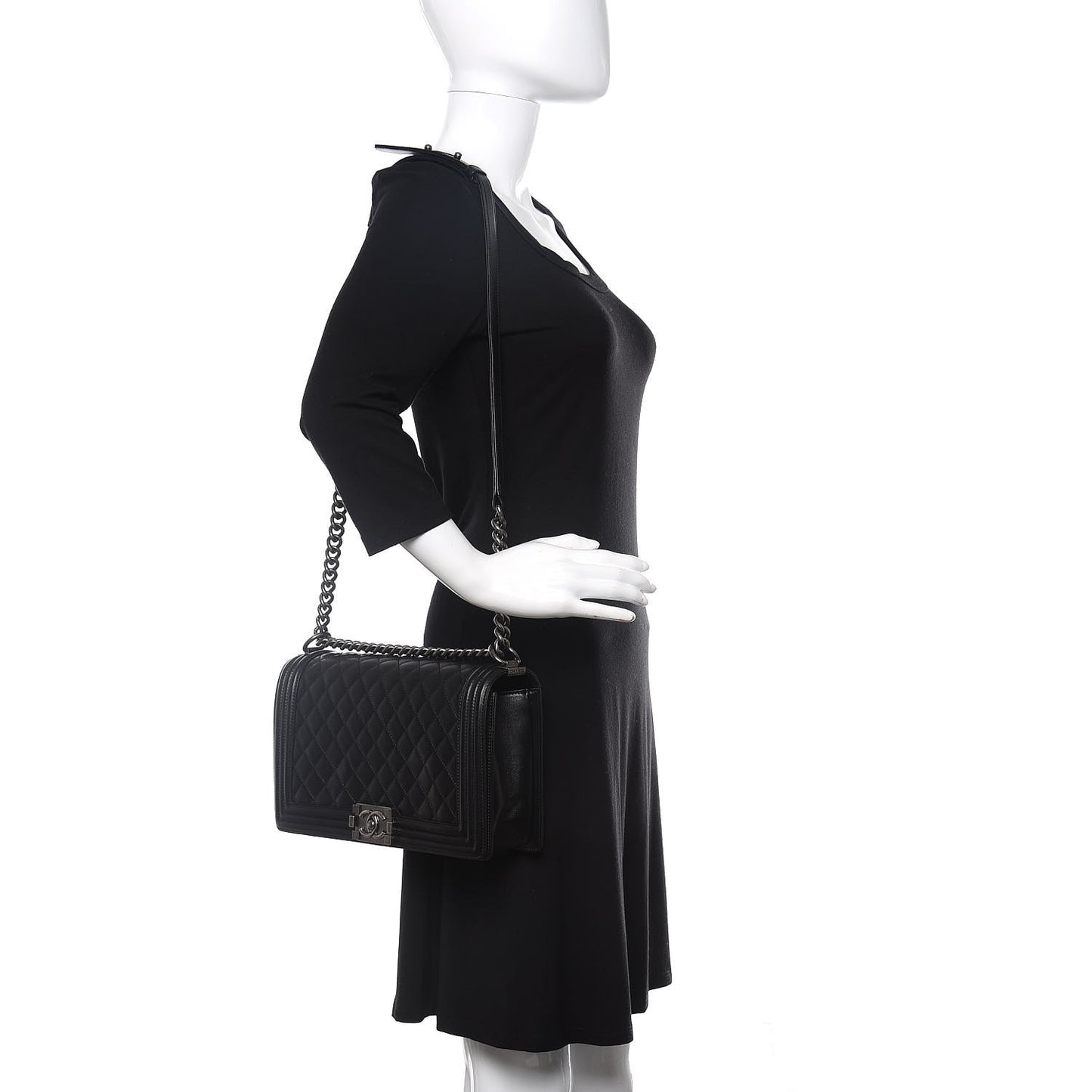 Lambskin Quilted New Medium Boy Flap Black