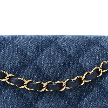 Chanel Printed Denim Quilted Medium Double Flap Dark Blue 8 of 10