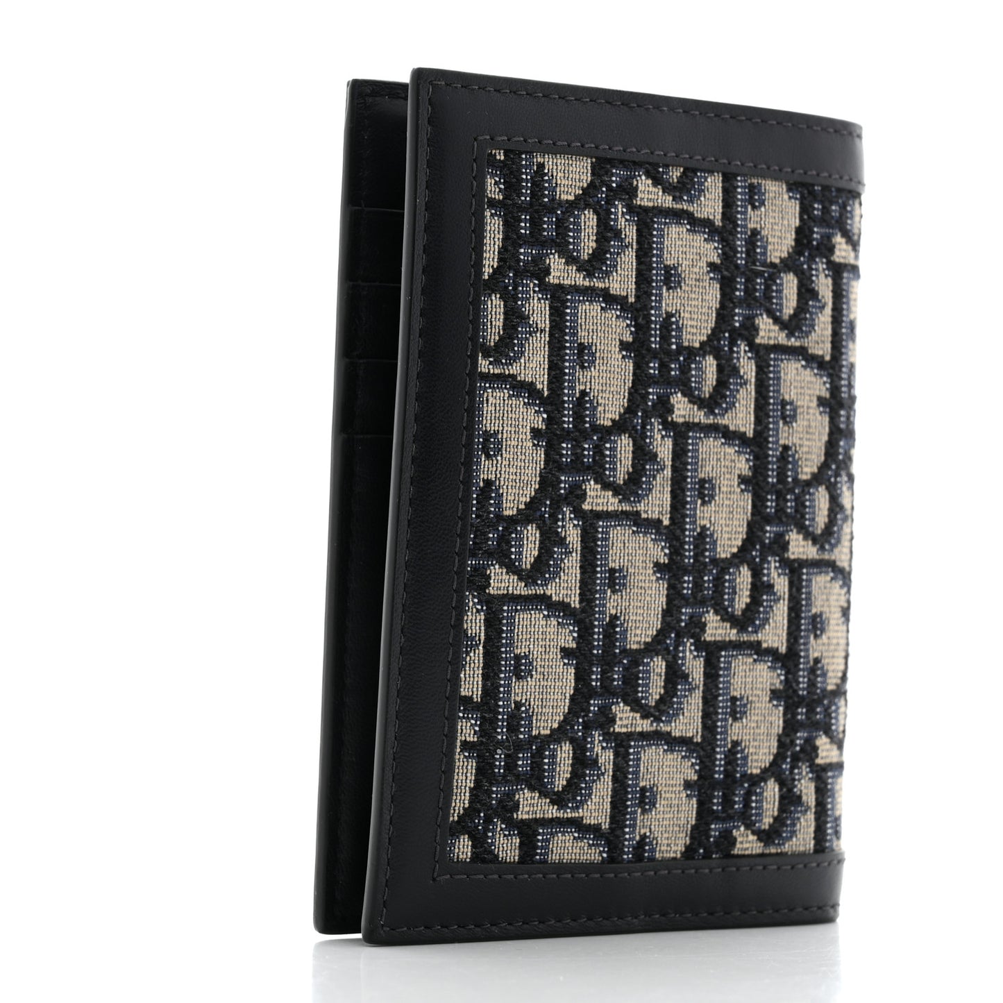 Calfskin Oblique Passport Holder Blue