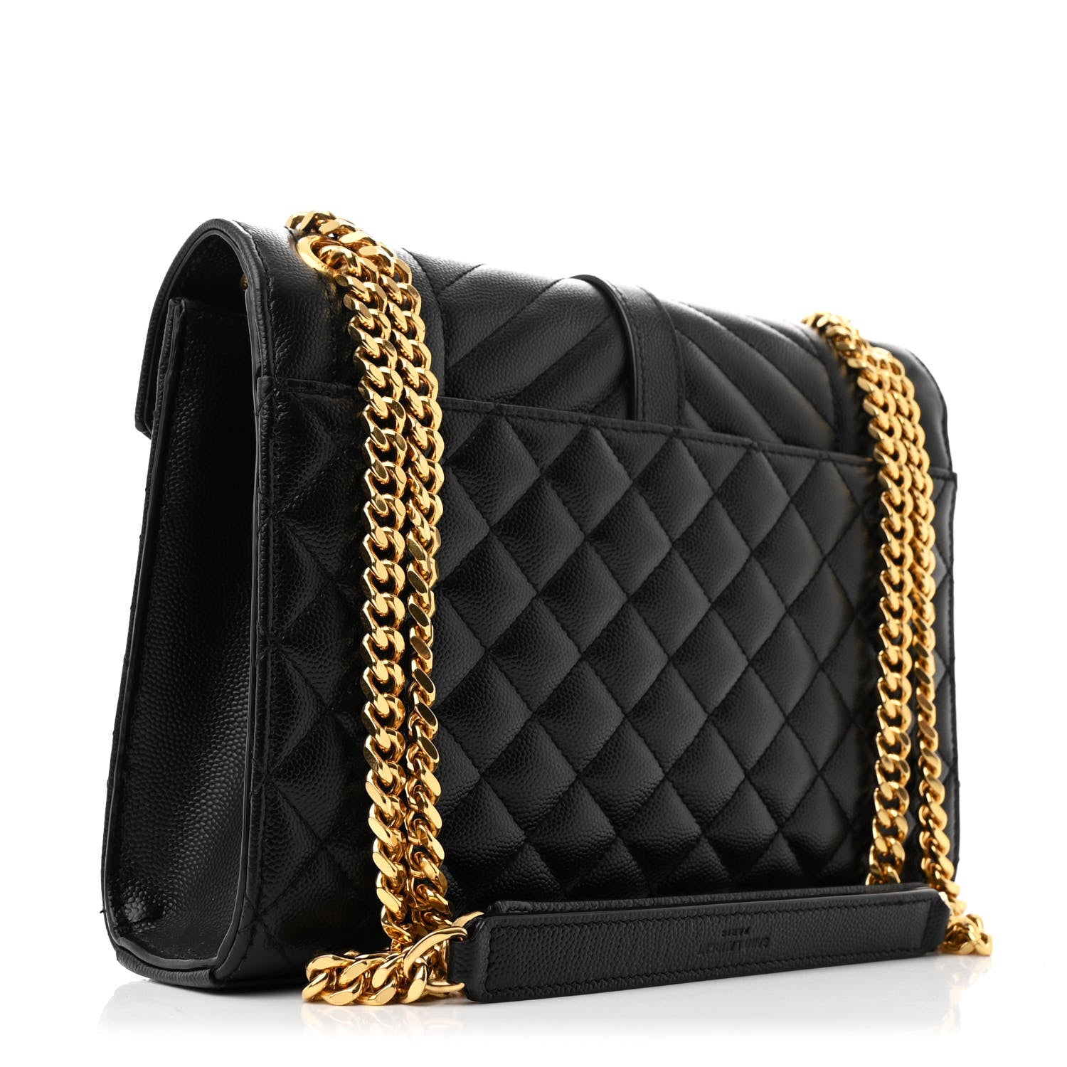 Saint Laurent Grain De Poudre Textured Mixed Matelasse Triquilt Medium Monogram Satchel Black 3 of 11