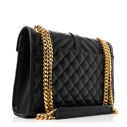 Saint Laurent Grain De Poudre Textured Mixed Matelasse Triquilt Medium Monogram Satchel Black 3 of 11