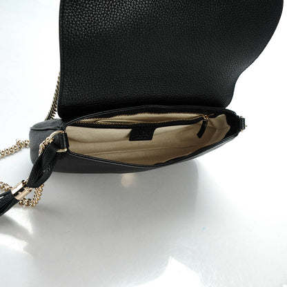 Gucci Pebbled Calfskin Medium Soho Flap Crossbody Black 5 of 7