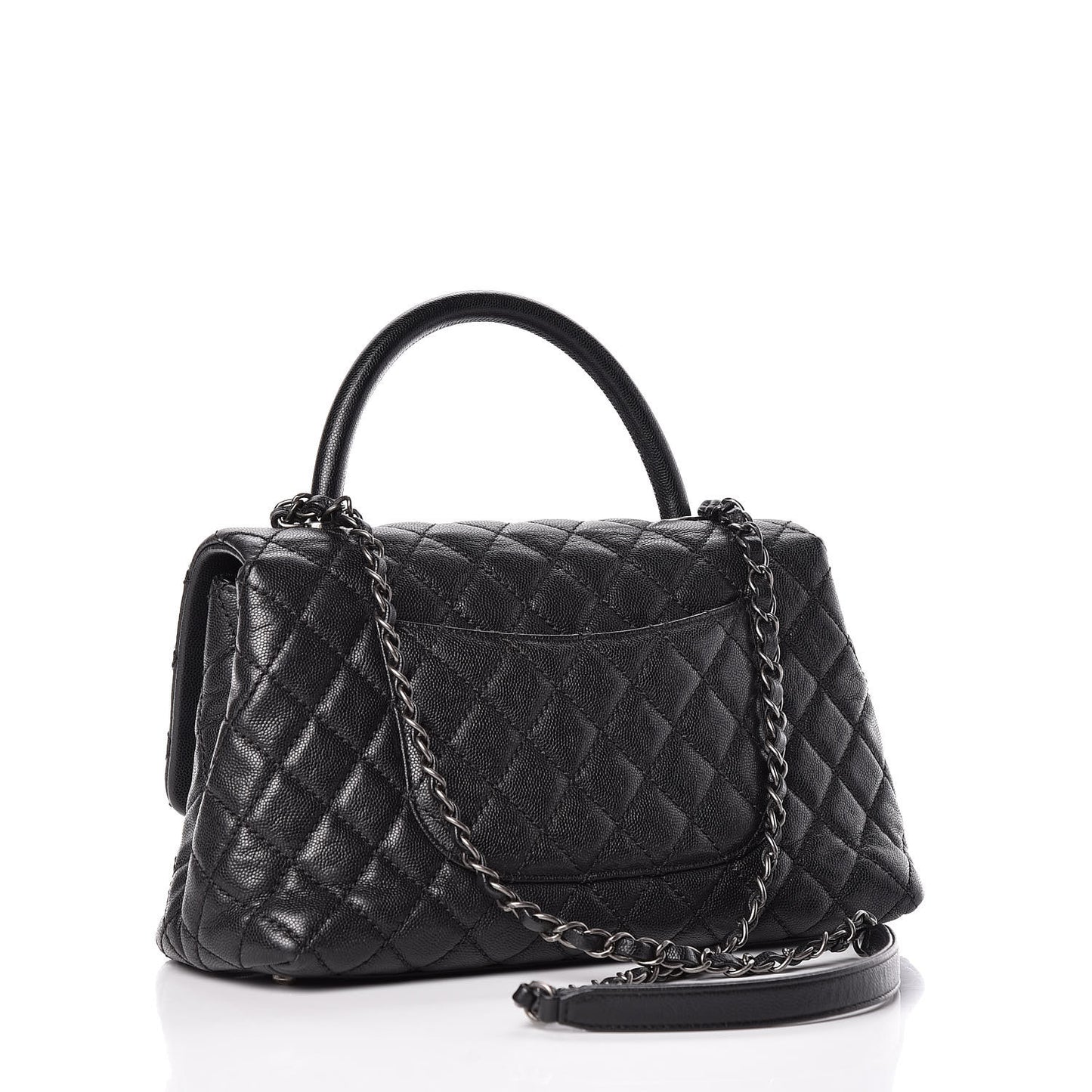 Caviar Quilted Small Coco Handle Flap Black