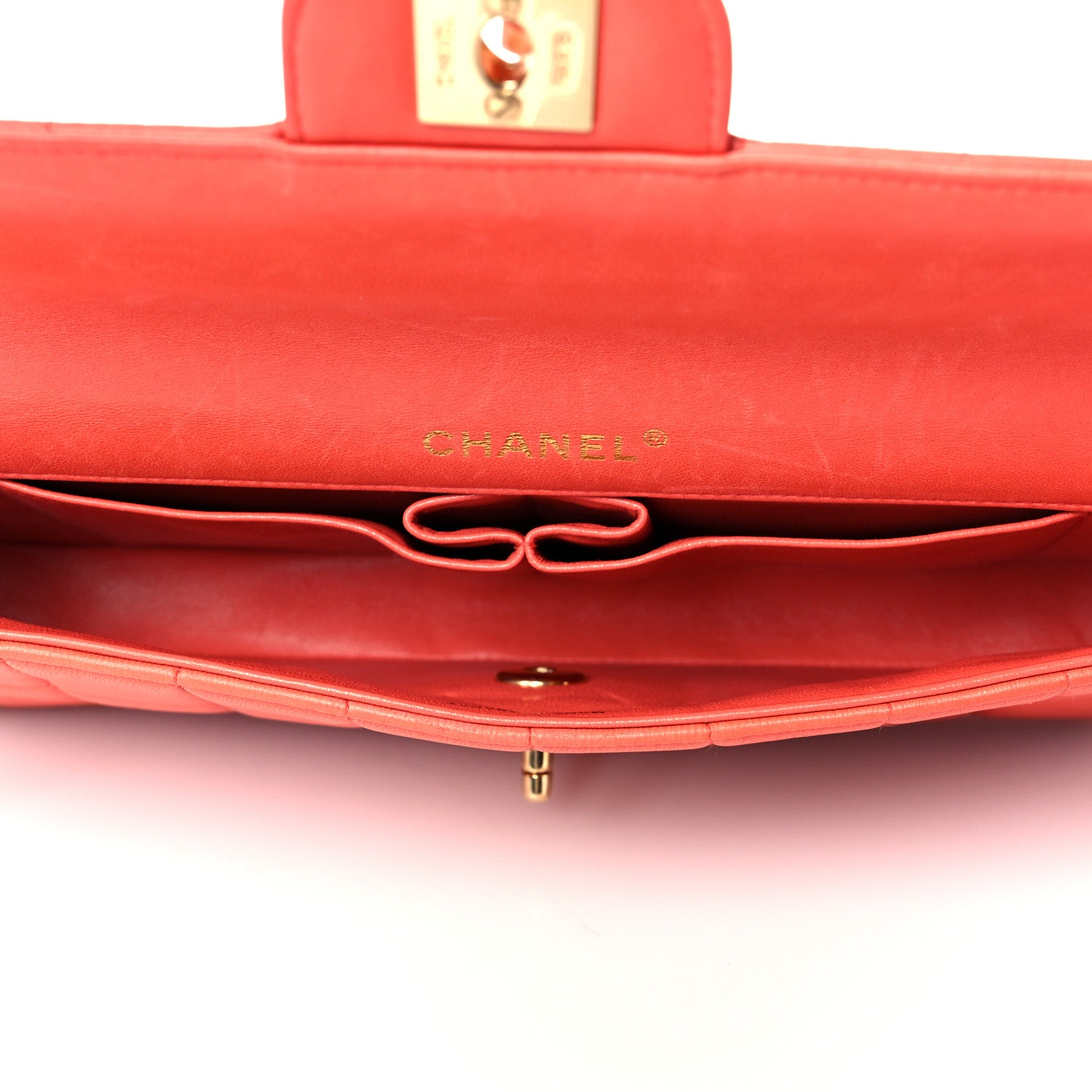 Chanel Lambskin East West Chocolate Bar Flap Orange 4 of 15