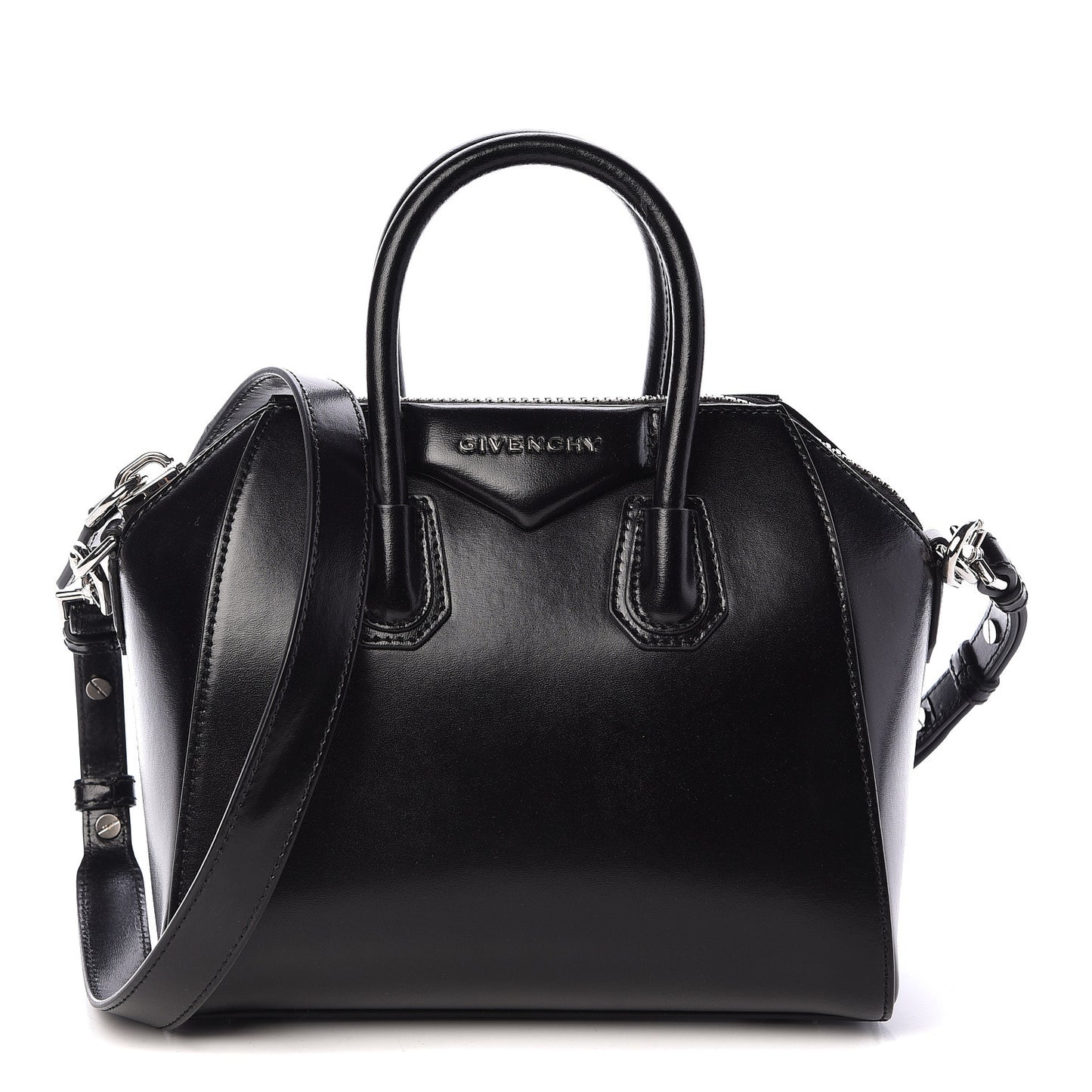 Shiny Lord Calfskin Mini Antigona Black