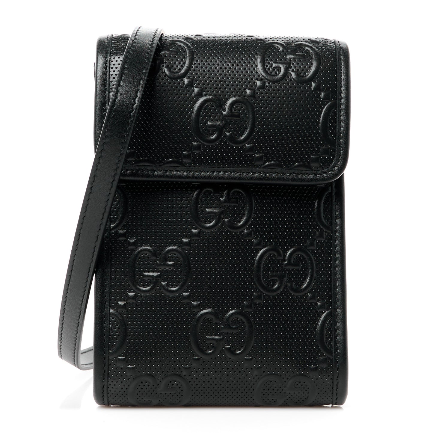 Calfskin GG Tennis Embossed Messenger Bag Black