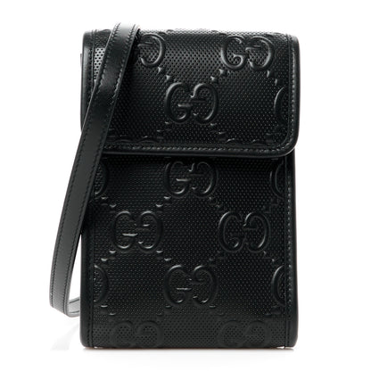 Gucci Calfskin GG Tennis Embossed Messenger Bag Black 1 of 11