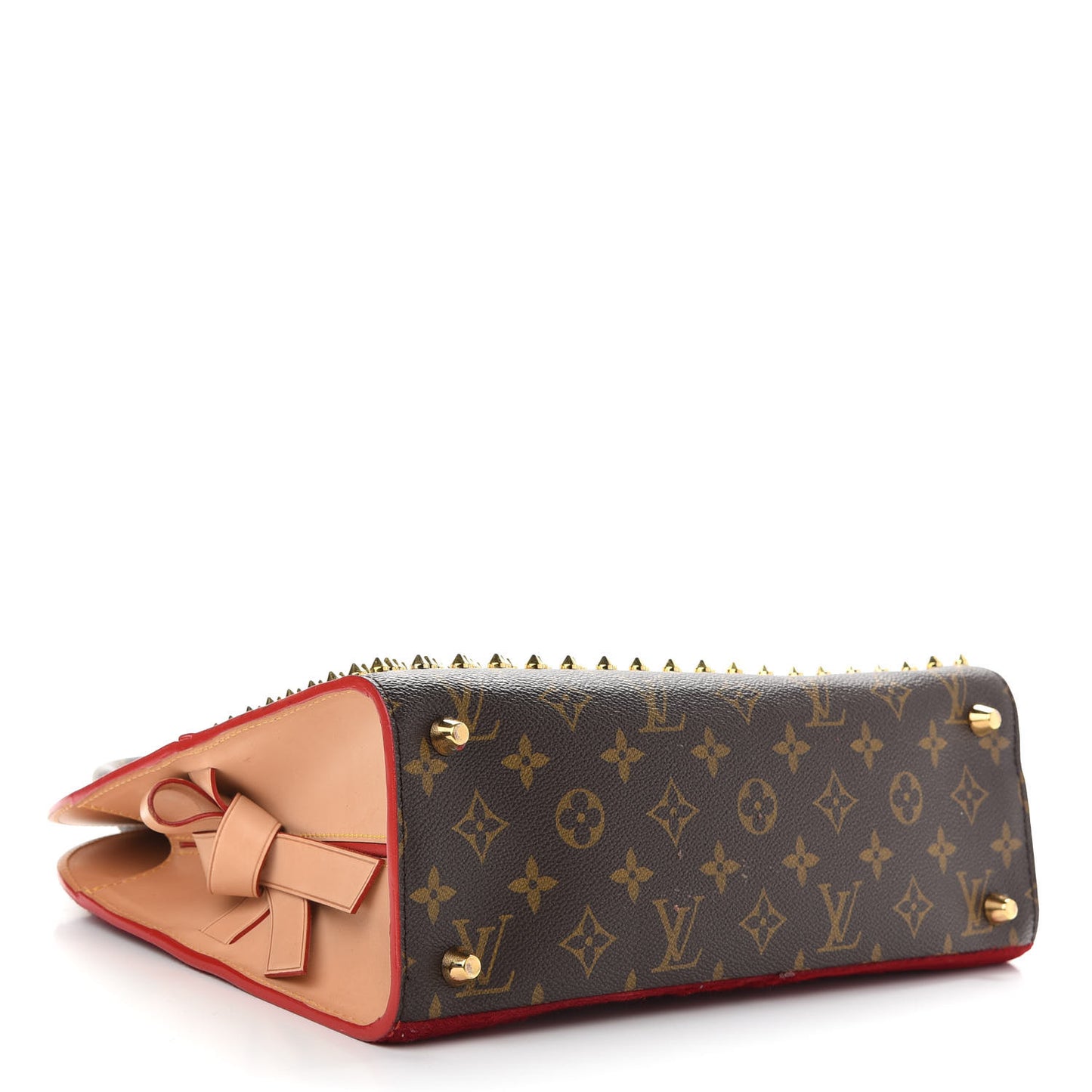 Monogram Calf Hair Spikes Iconoclasts Christian Louboutin Tote Red