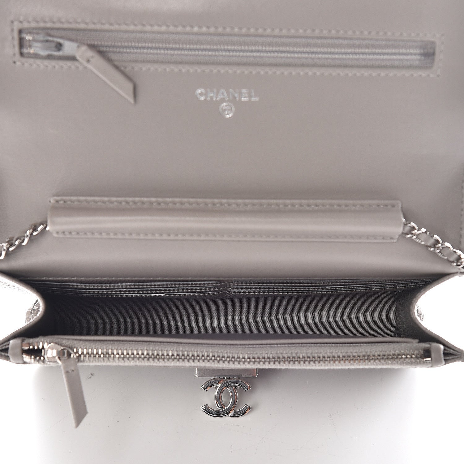Chanel Lizard Golden Class Wallet on Chain WOC Grey 5 of 10