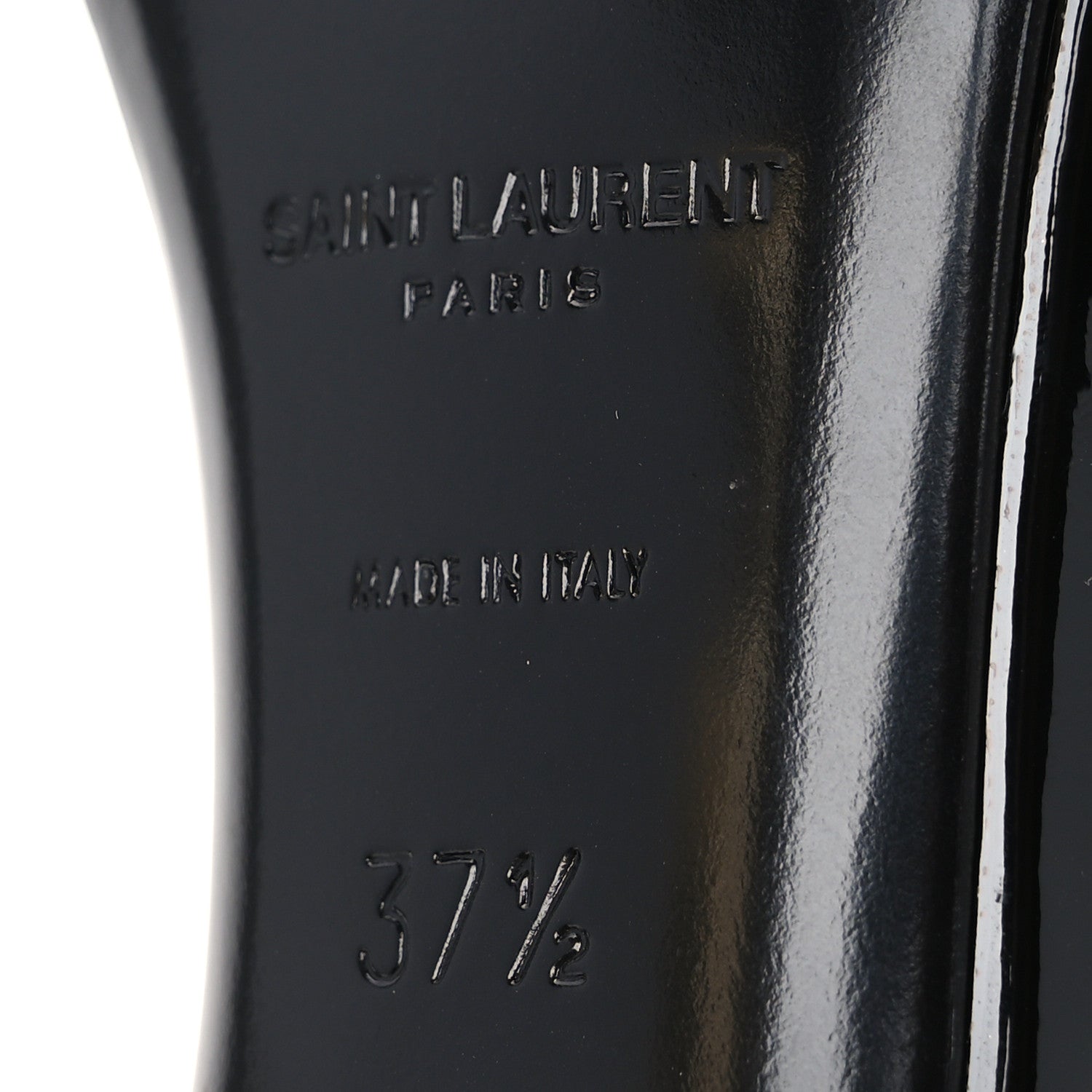 Saint Laurent Patent Calfskin Opyum 110 Sandals 37.5 Black Gold