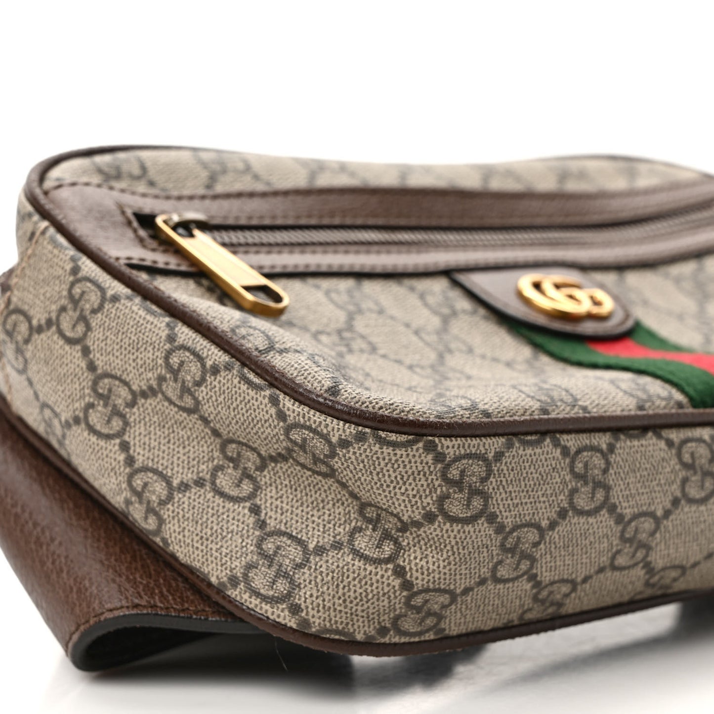 Soft GG Supreme Monogram Medium Ophidia Belt Bag Dark Brown