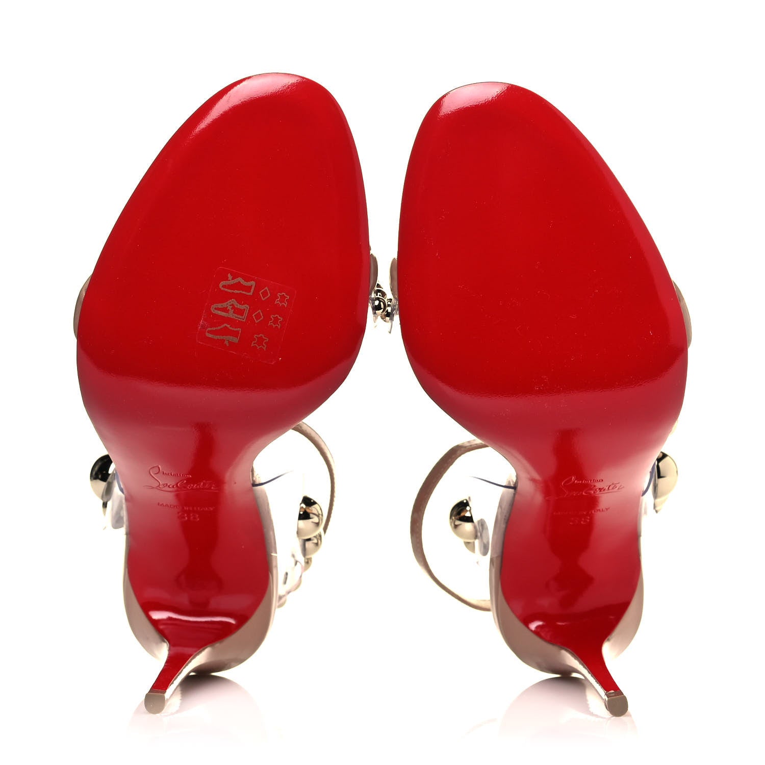 Christian Louboutin Patent PVC Corinetta 100 Sandals 38 Nude 5 of 7