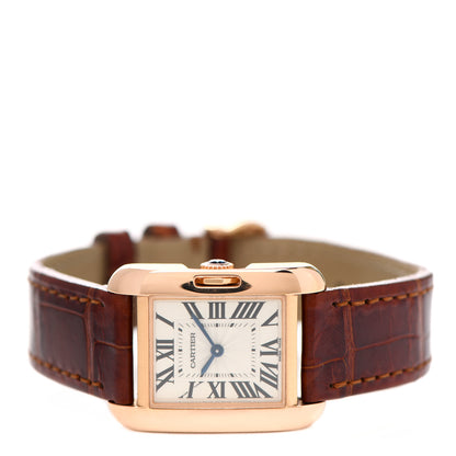 Cartier 18K Pink Gold Alligator 22mm Tank Anglaise Quartz Watch Brown 3 of 10