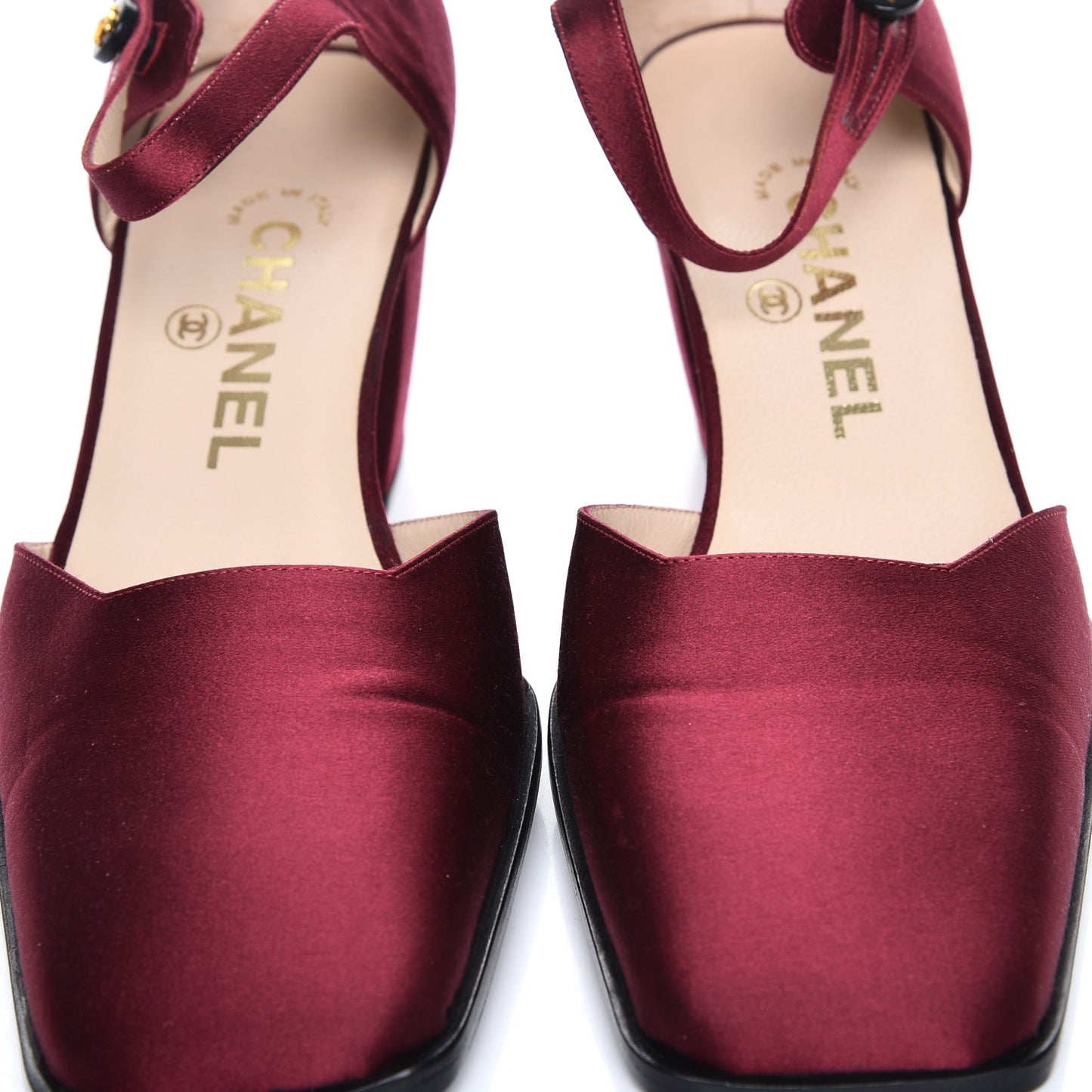 Satin Mary Jane Pumps 38.5 Bordeaux