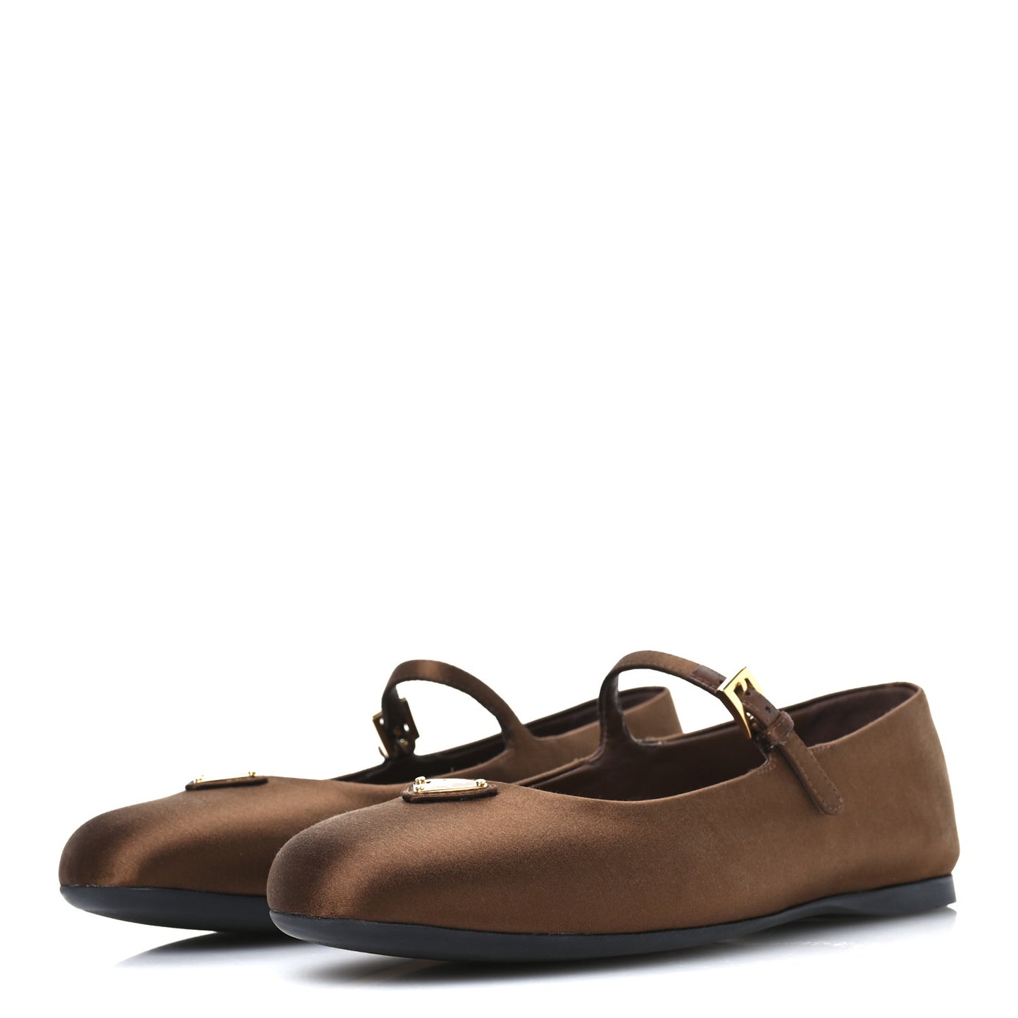 Satin Triangle Ballerina Flats 40 Tabacco