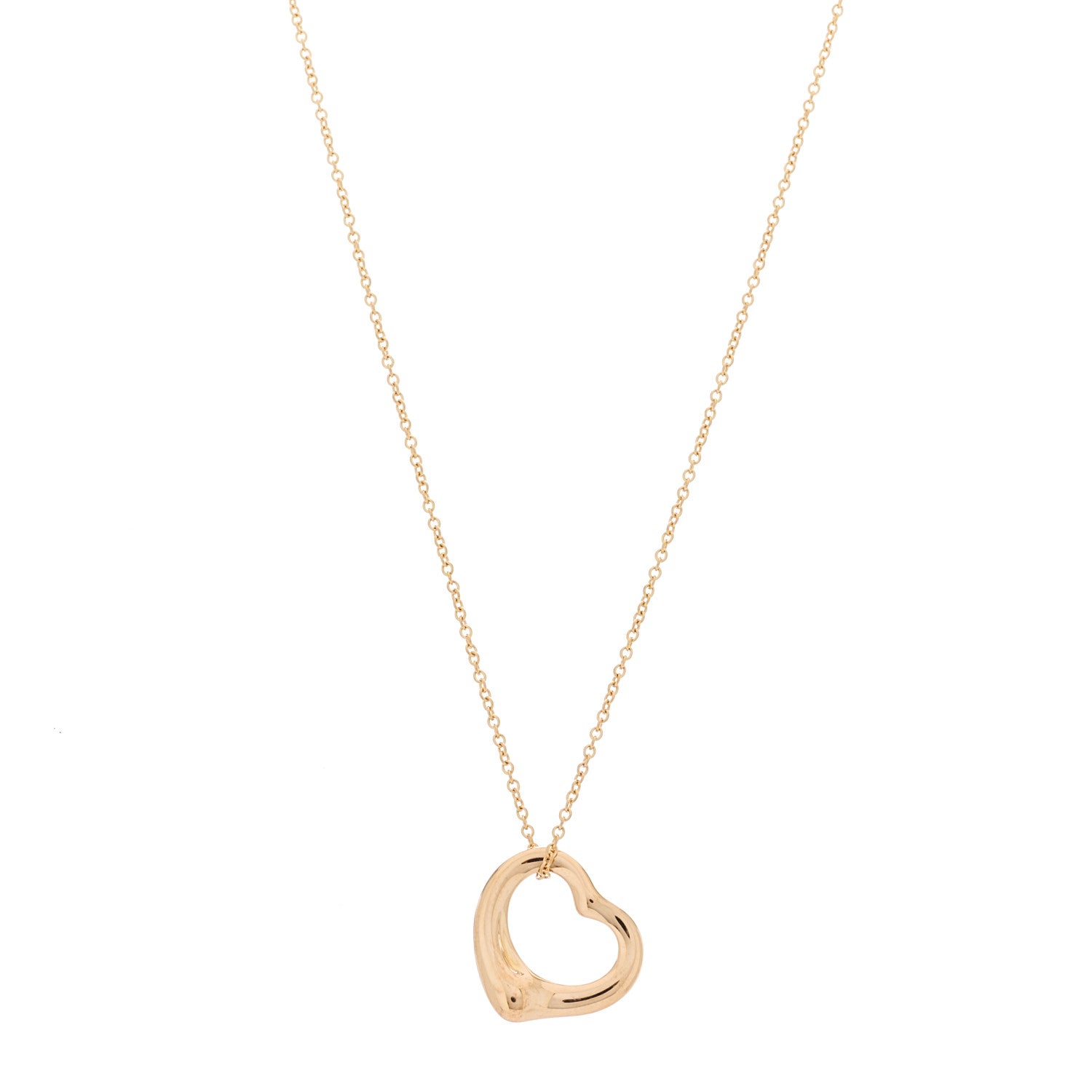 Tiffany 18K Rose Gold 16mm Elsa Peretti Open Heart Pendant Necklace 1 of 6