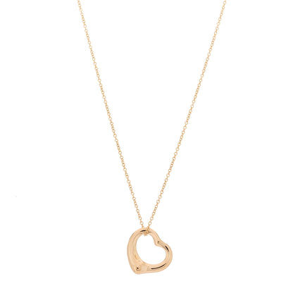 Tiffany 18K Rose Gold 16mm Elsa Peretti Open Heart Pendant Necklace 1 of 6