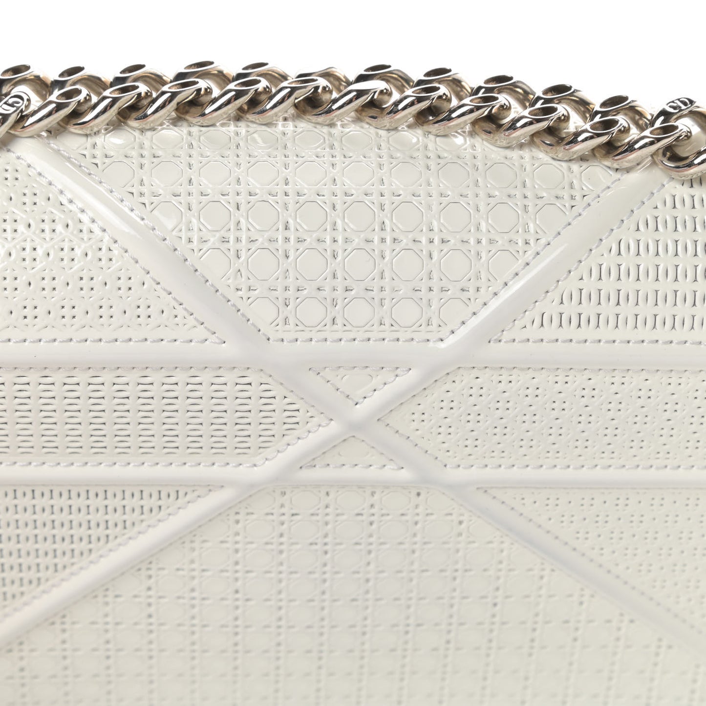 Patent Micro-Cannage Small Diorama Flap Bag White