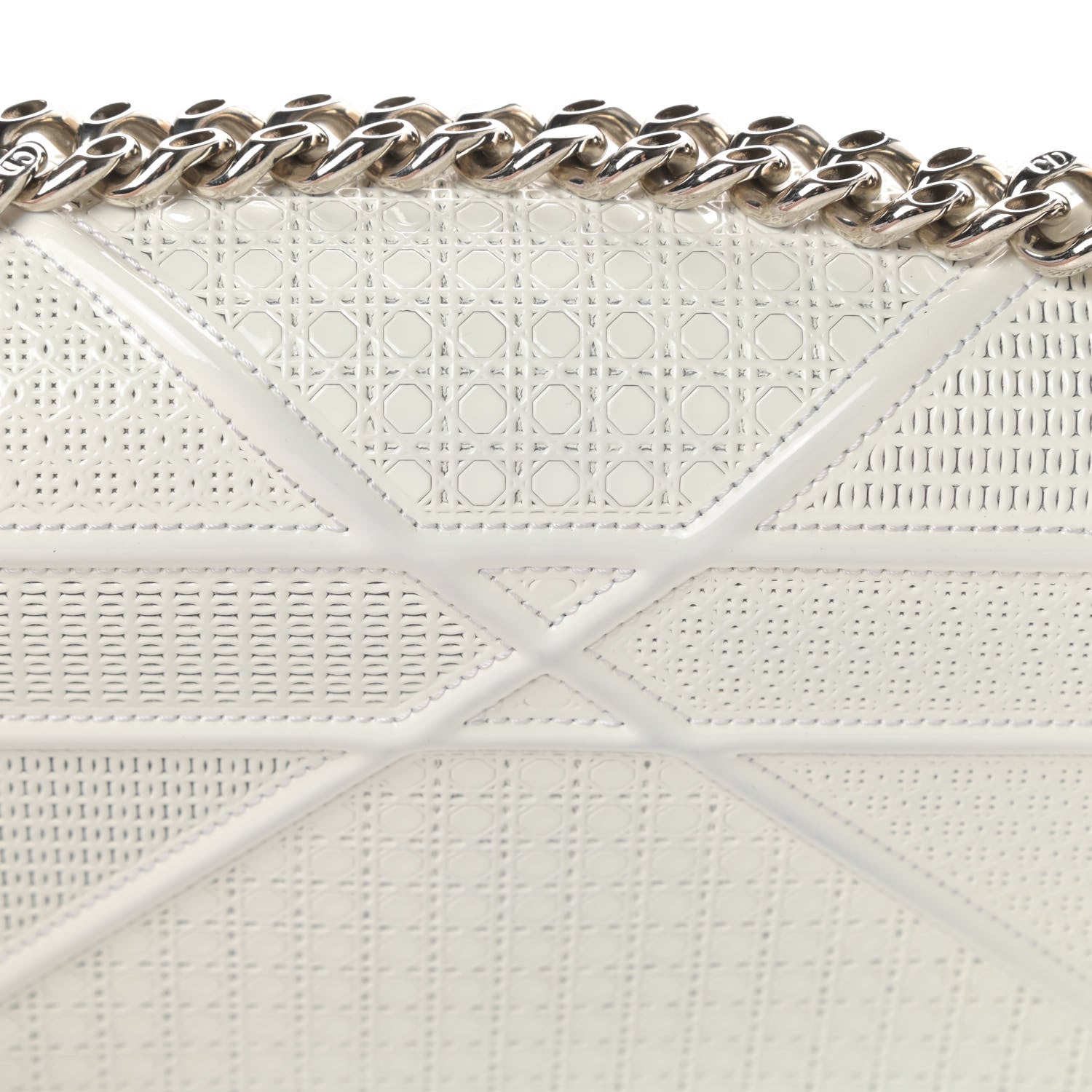 Christian Dior Patent Micro-Cannage Small Diorama Flap Bag White 12 of 16