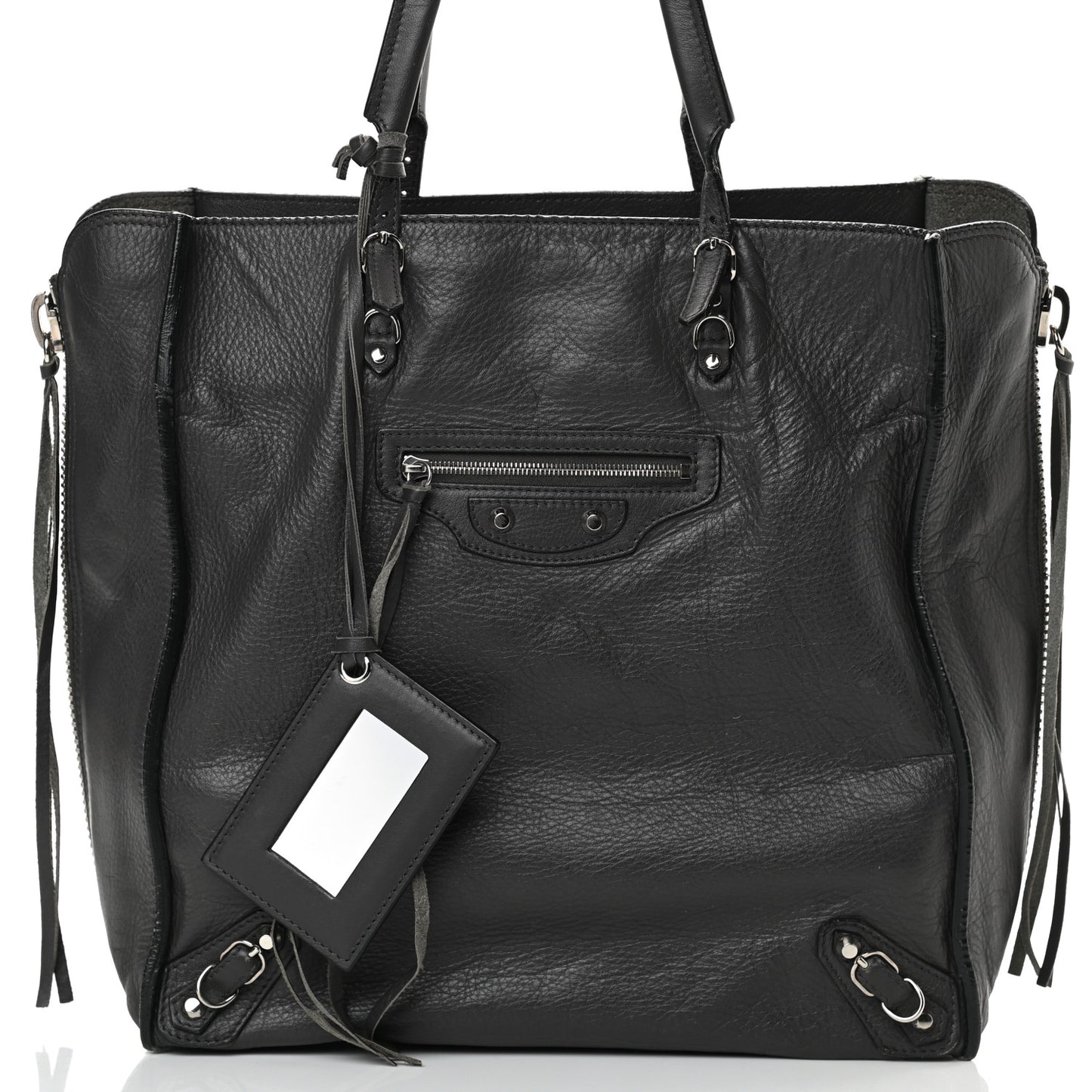 Veau Papier A5 Zip Around Tote Gris Fossile