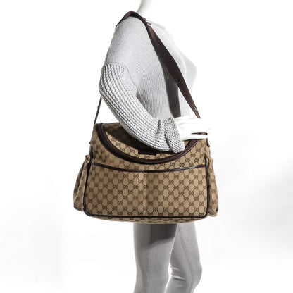 Gucci Monogram Natural Pigskin Large Diaper Bag Beige Ebony Cocoa Dark Chocolate 2 of 7