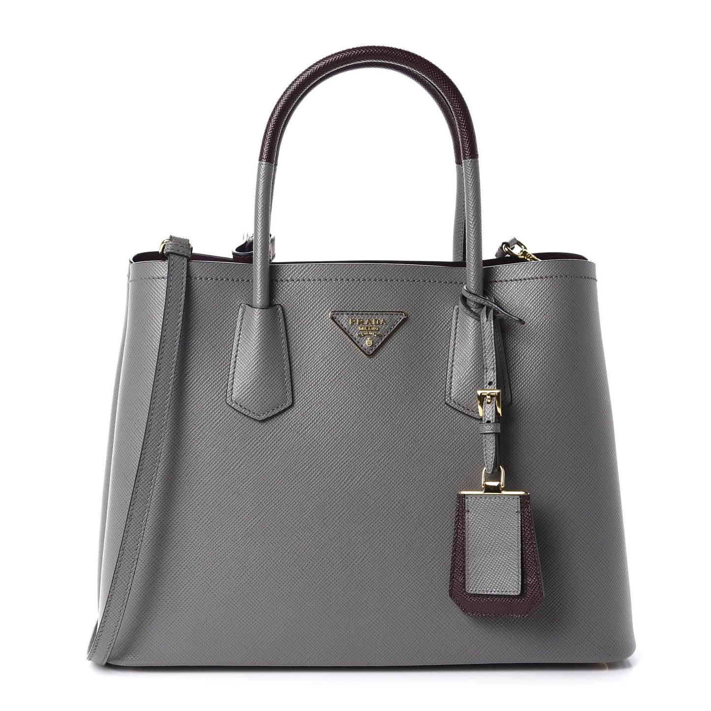 Saffiano Cuir Medium Bi-Color Double Bag Marmo Granato