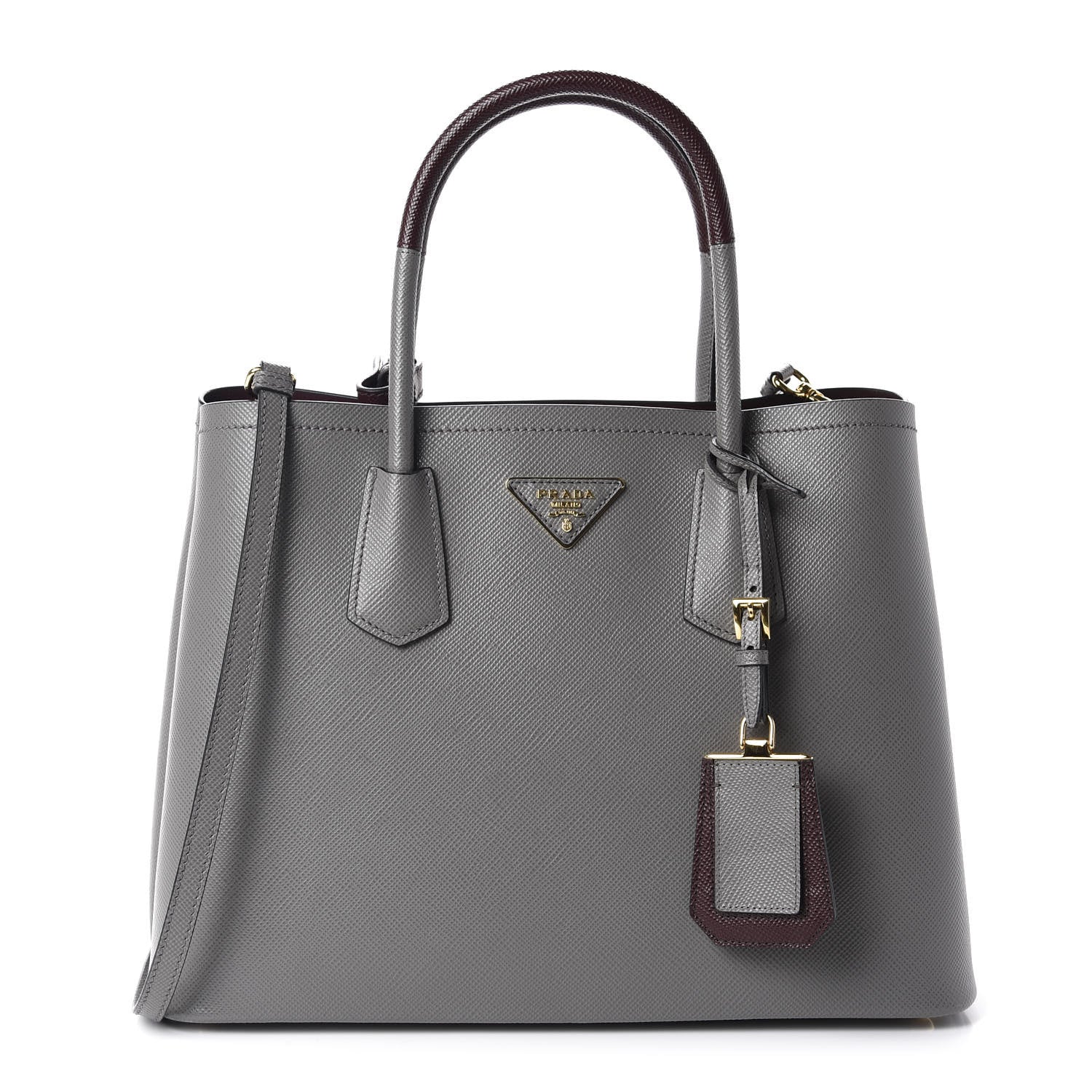 Prada Saffiano Cuir Medium Bi-Color Double Bag Marmo Granato 1 of 10