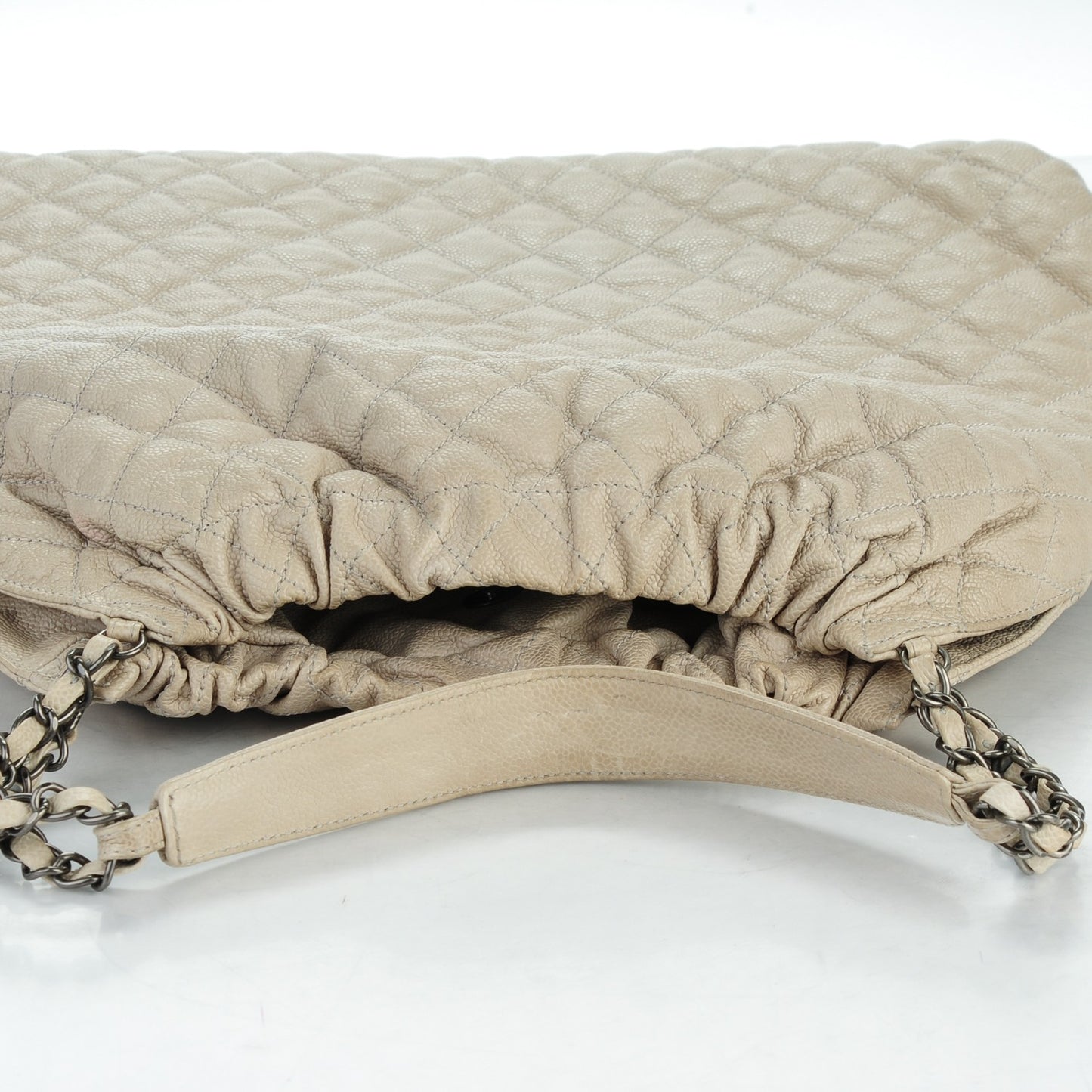 Caviar Quilted Large Elastic Tote Gray
