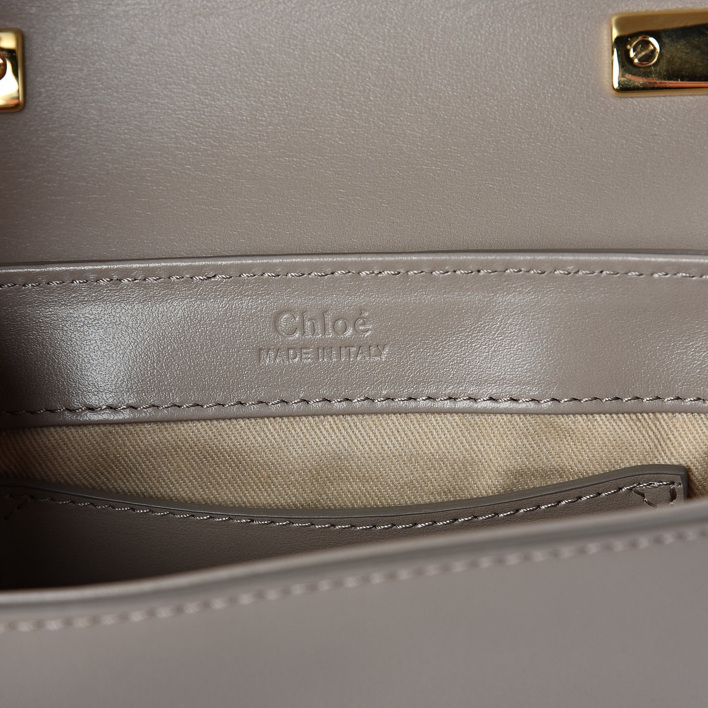 Shiny Calfskin Suede Mini C Double Carry Motty Grey