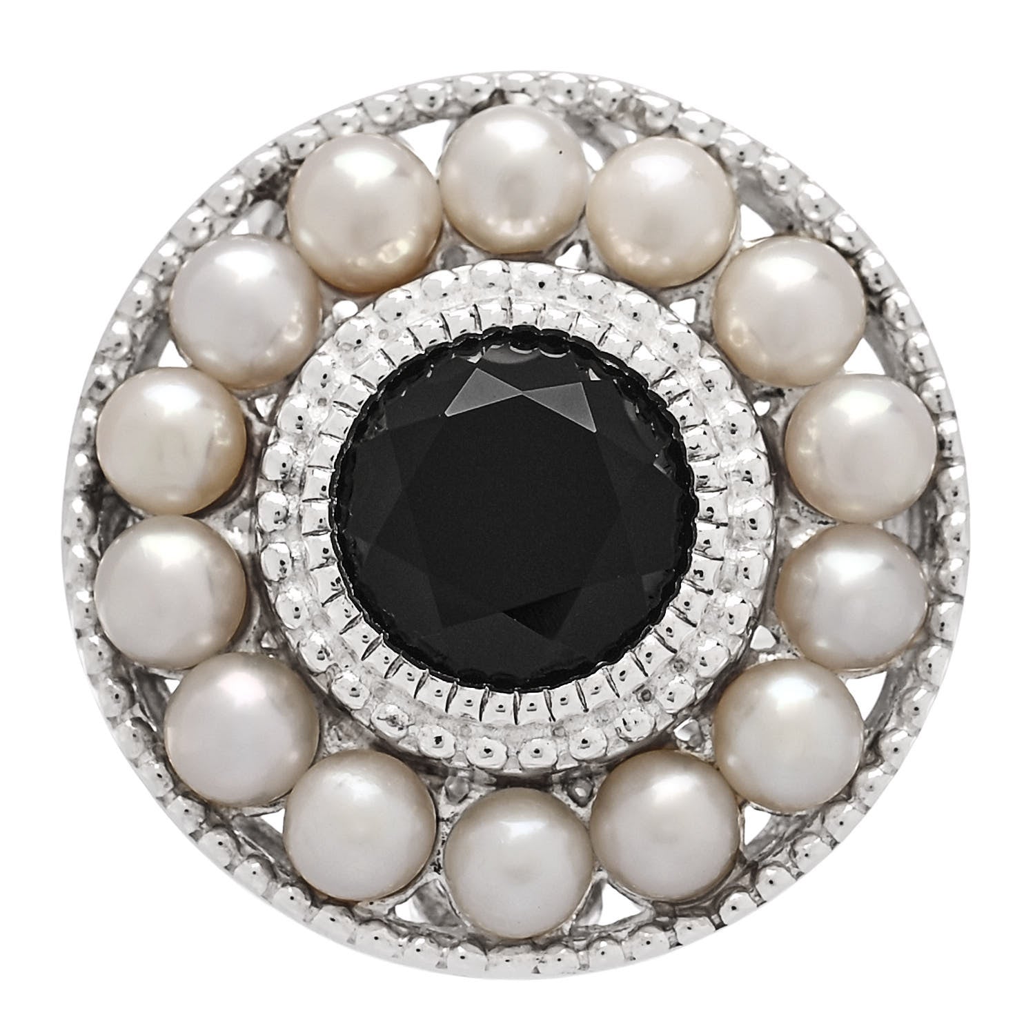Tiffany Sterling Silver Black Onyx Freshwater Pearl Ziegfeld Ring 52 6 1 of 5