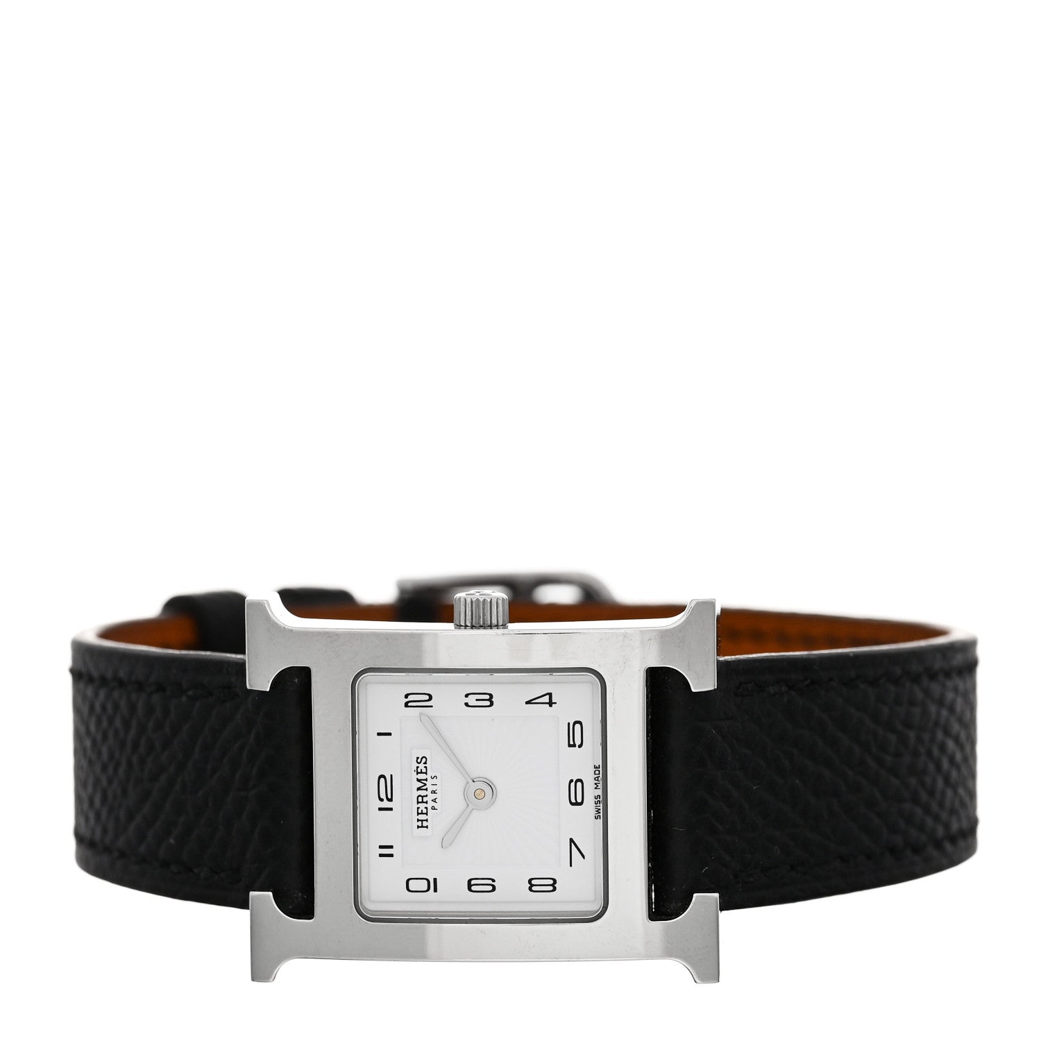 Hermes Stainless Steel Epsom 21mm Heure H Hour Quartz Watch Noir 2 of 5