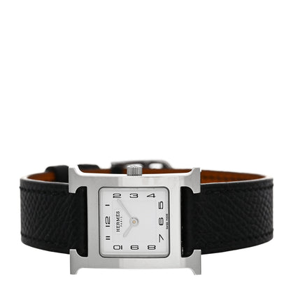 Hermes Stainless Steel Epsom 21mm Heure H Hour Quartz Watch Noir 2 of 5