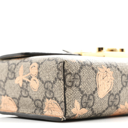 Gucci GG Supreme Monogram Berry Textured Dollar Calfskin Mini Padlock Top Handle Shoulder Bag Beige Ebony Light Copper Mystic White 9 of 12