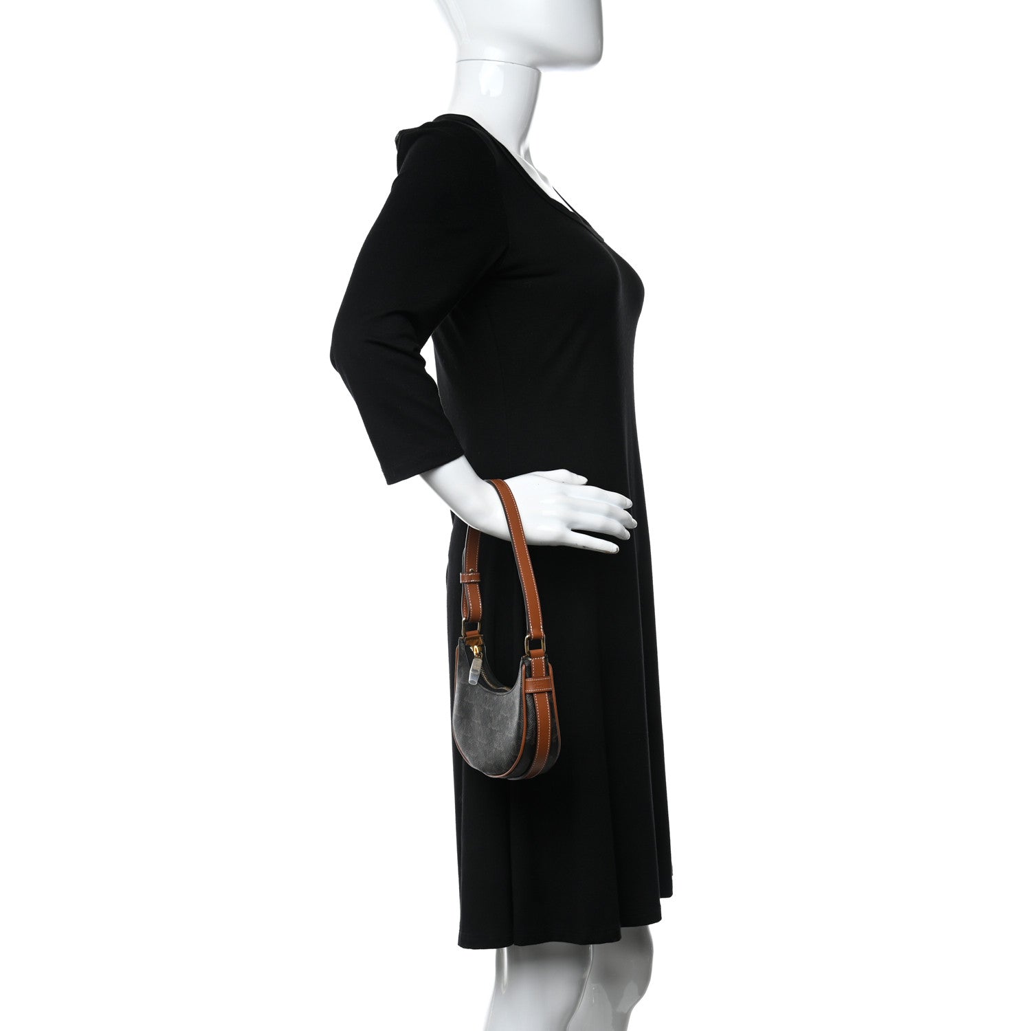 Celine Canvas Calfskin Mini Ava Triomphe Shoulder Bag Tan 2 of 7