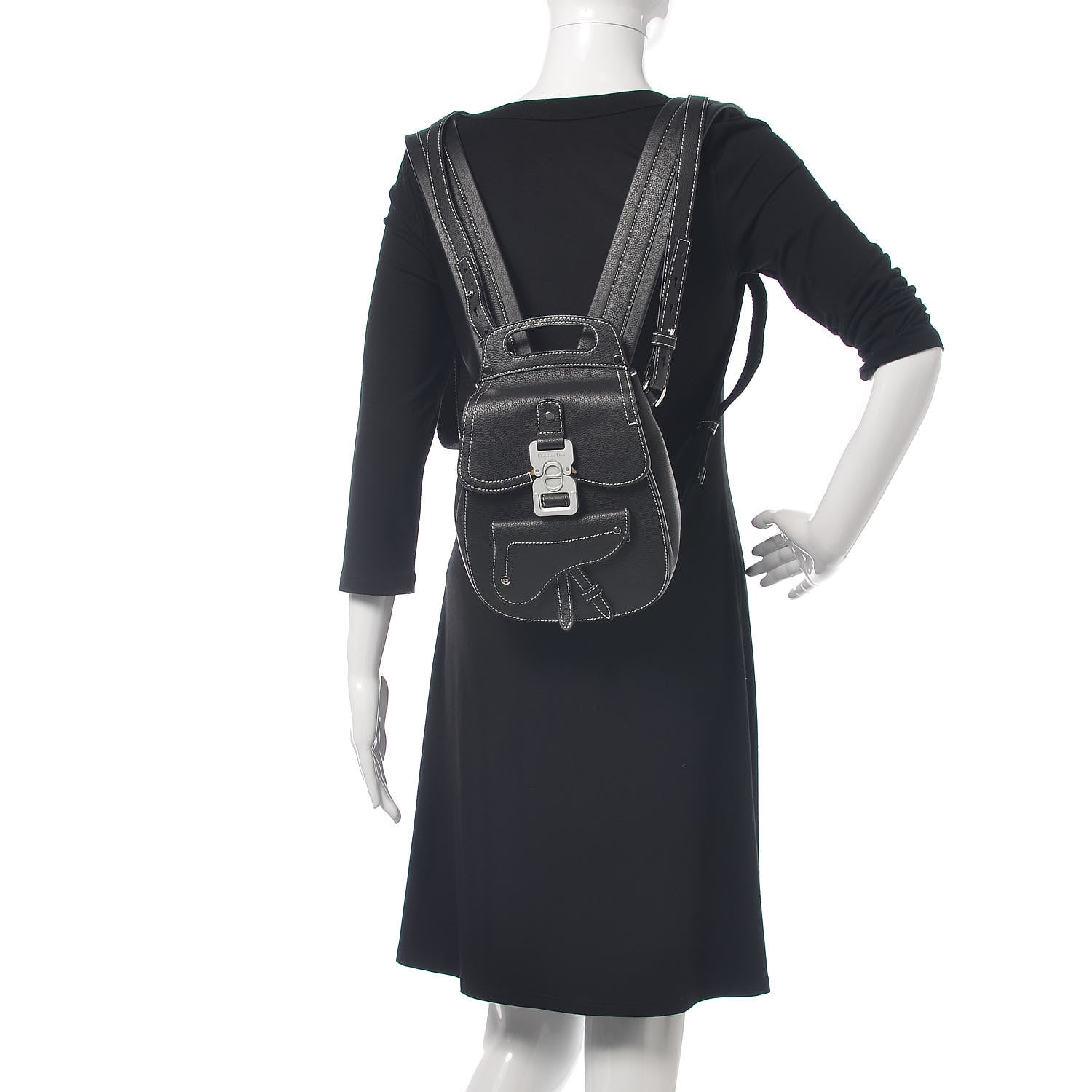Christian Dior Calfskin Saddle Backpack Black 3 of 10