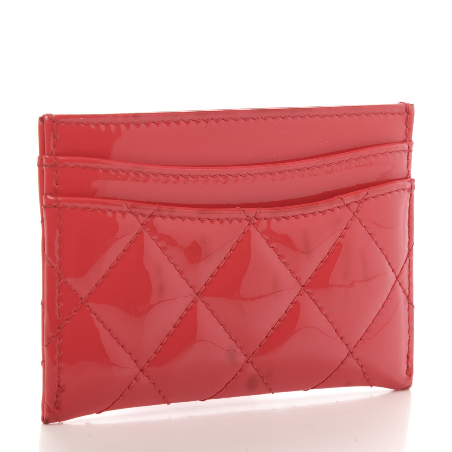 Chanel Patent Quilted Card Holder Red 3 of 9