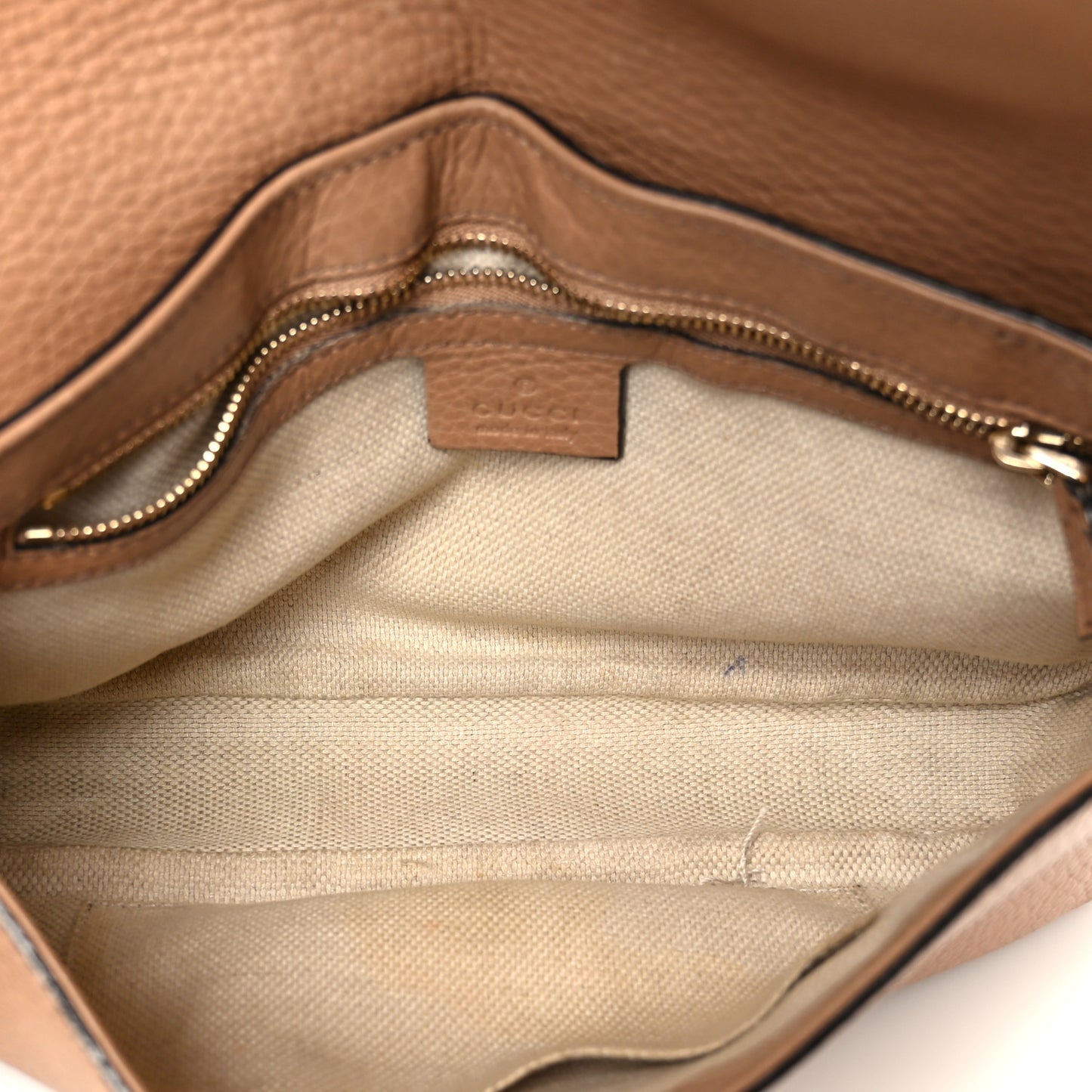 Pebbled Calfskin Medium Soho Flap Crossbody Camelia
