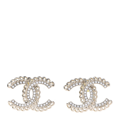 Chanel Crystal Chain CC Earrings Gold 1 of 5